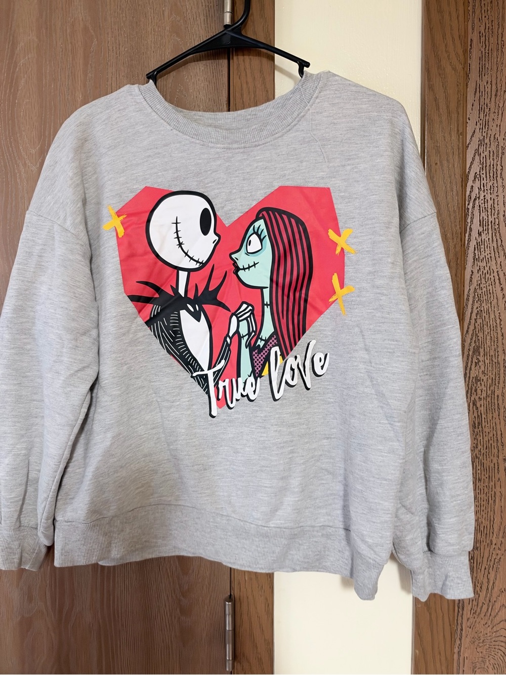 Disney Light Gray Sweatshirt with Red Heart and Yellow Accents